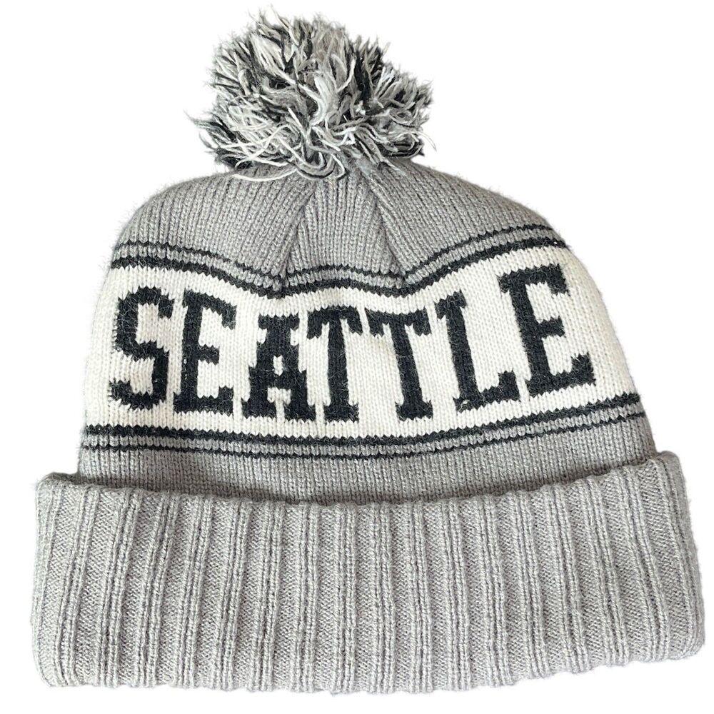 Seattle Beer Co Beanie with Puff Tassel Knit Hat Toque Toboggan Warm Winter